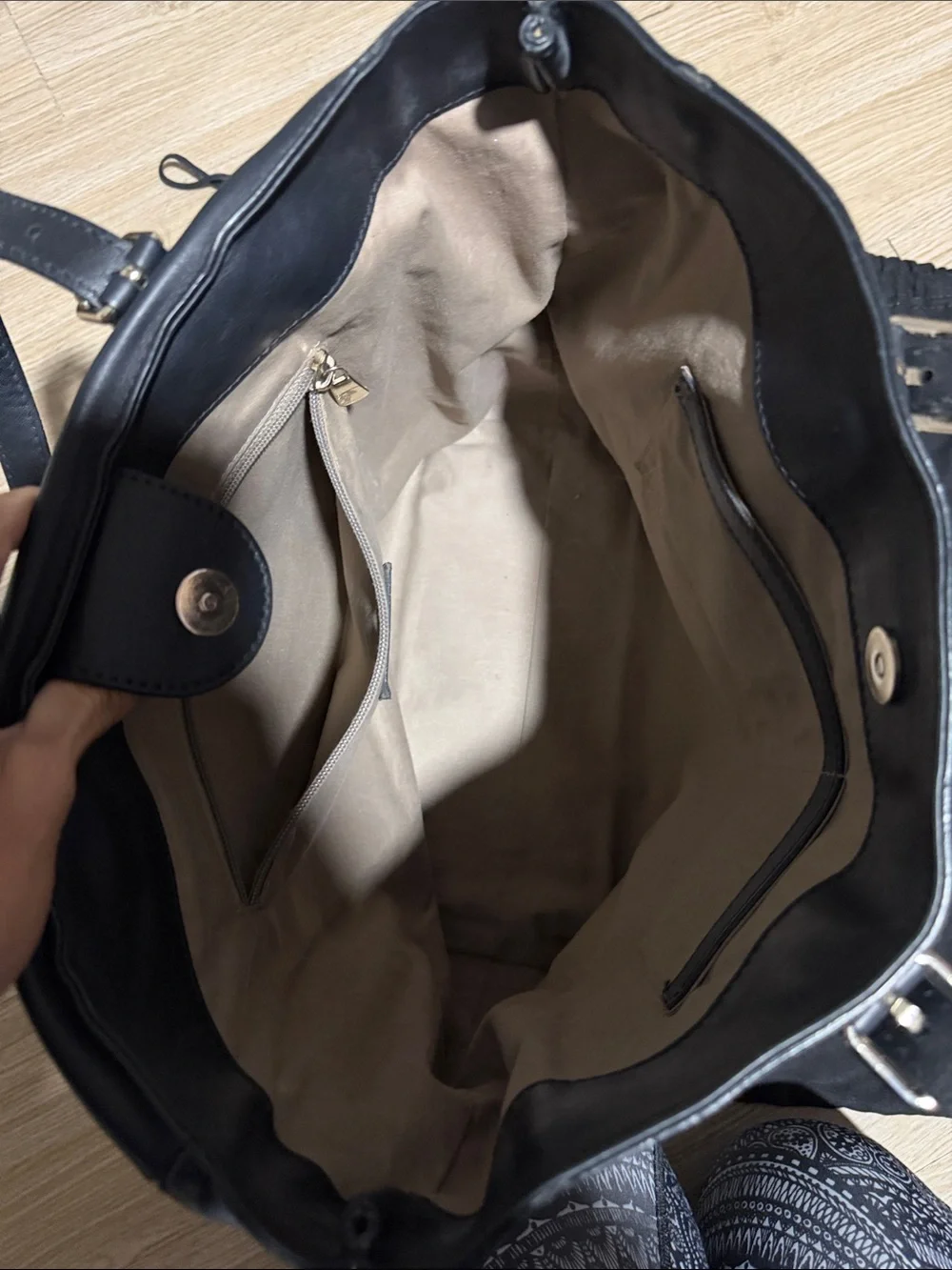 Versace Collection Black Leather Messenger Tote Bag